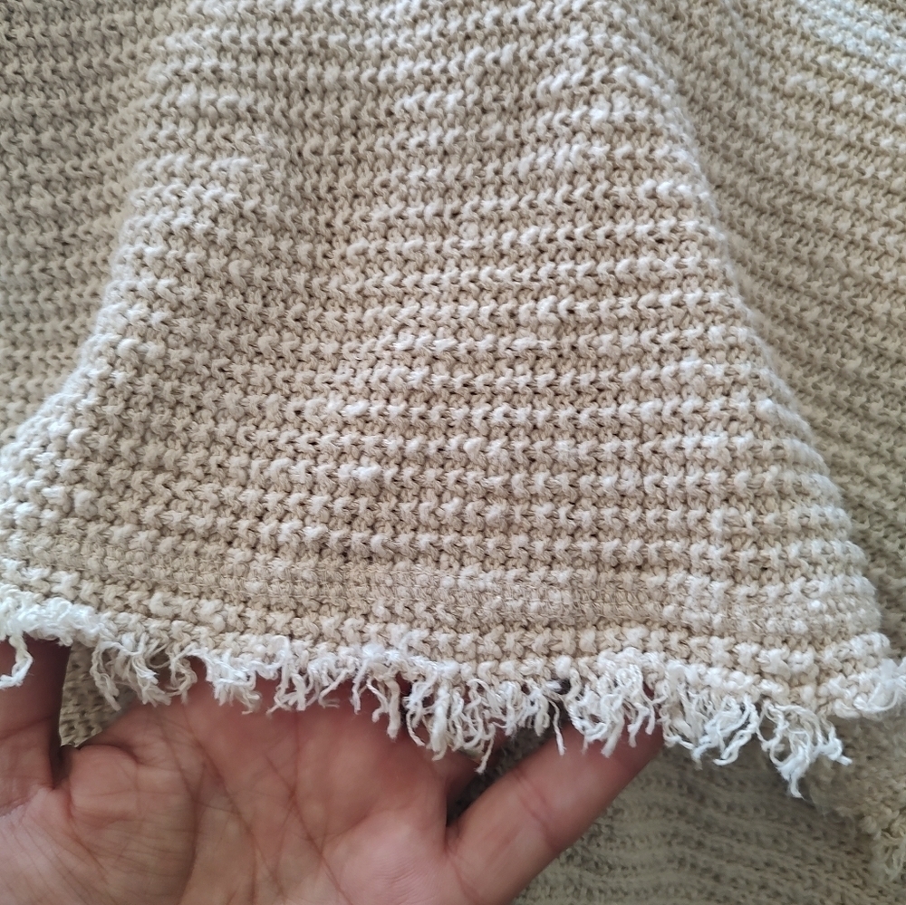 Kaisely XL Cold Shoulder Cream Sweater! Baggy patchwork distressed - Picture 12 of 15